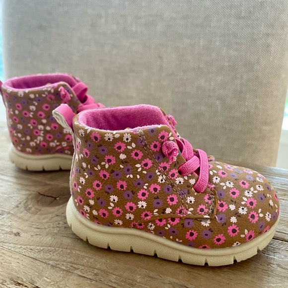 Carter's Pink Floral Baby Walker Shoes - Picture 2 of 14